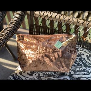 TOUS Kaos Shock handbag in gold colored velvet.